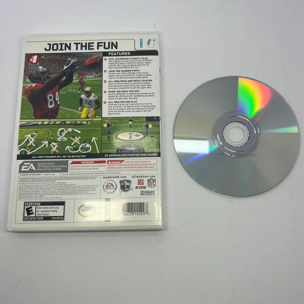 Madden NFL 08 Video‎ Game for Nintendo Wii EA Sports Family Play Disc Case